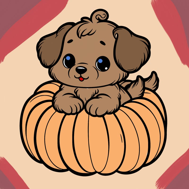 cute little puppy in a pumpkin