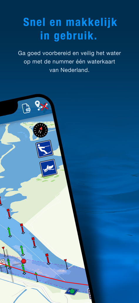 Vaarkaart Nederland - Vaarkaart Nederland mobile App zeigt eine Seekarte für die sichere Navigation auf niederländischen Wasserstraßen