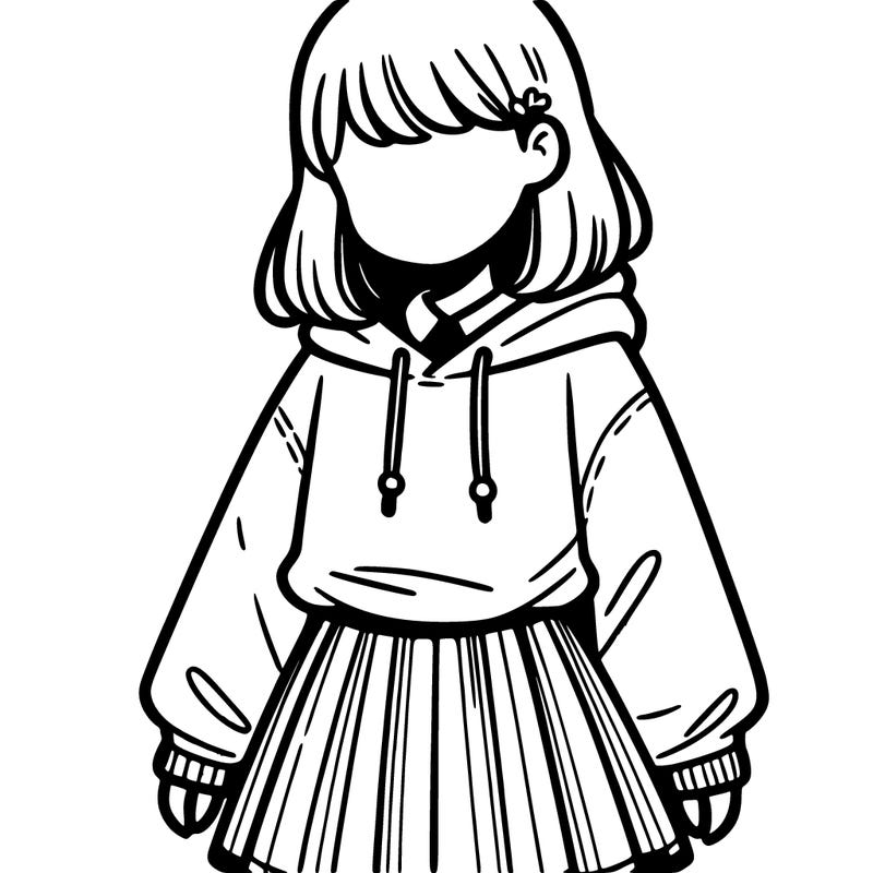 a girl wearing a hoodie and skirt