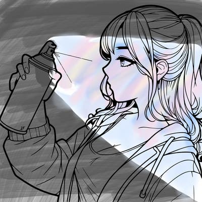 a realistic girl spray, painting