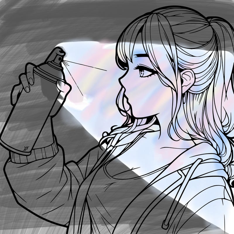 a realistic girl spray, painting