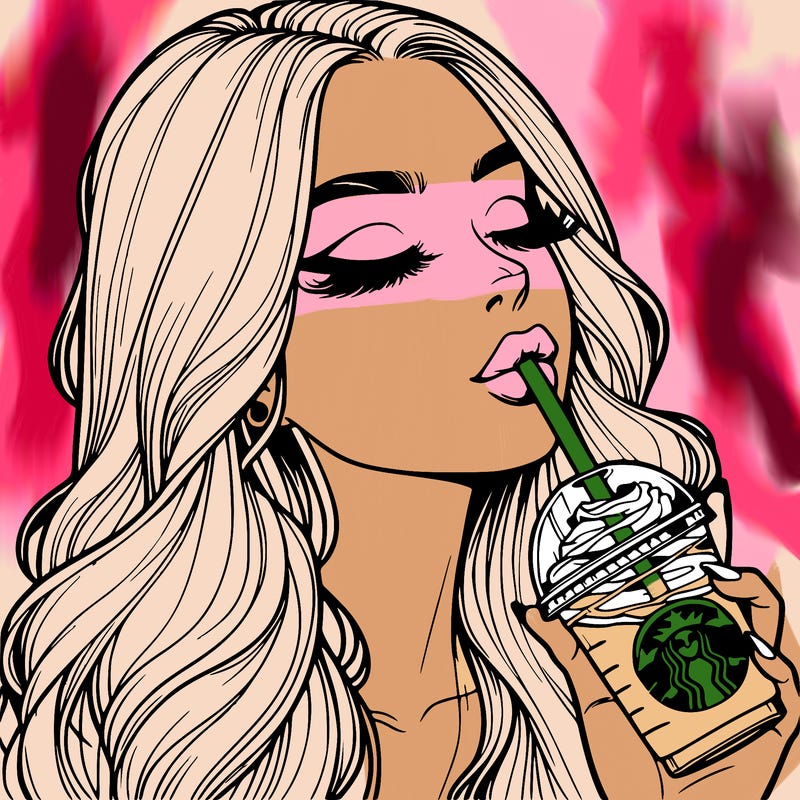 realistic girl drinking starbucks