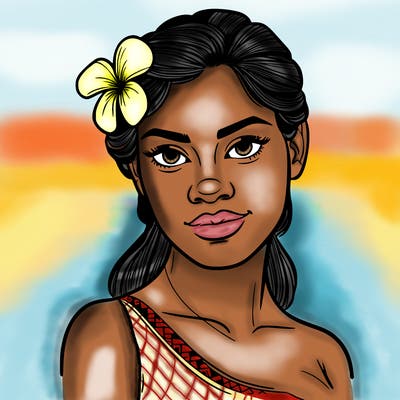 a realistic polynesian woman with a samoan pacific look and a taupou