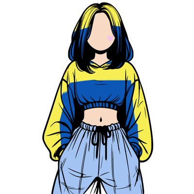 realistic girl faceless with baggy pants and a crop top