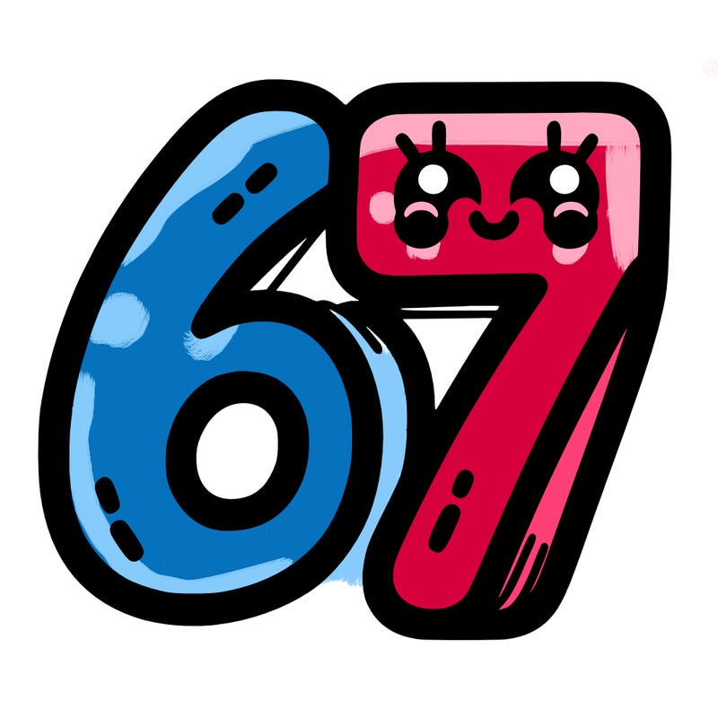 the numbers 67