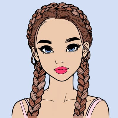 realistic girl with braids