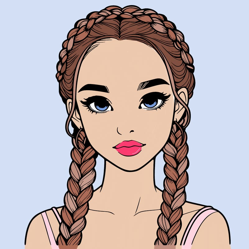 realistic girl with braids