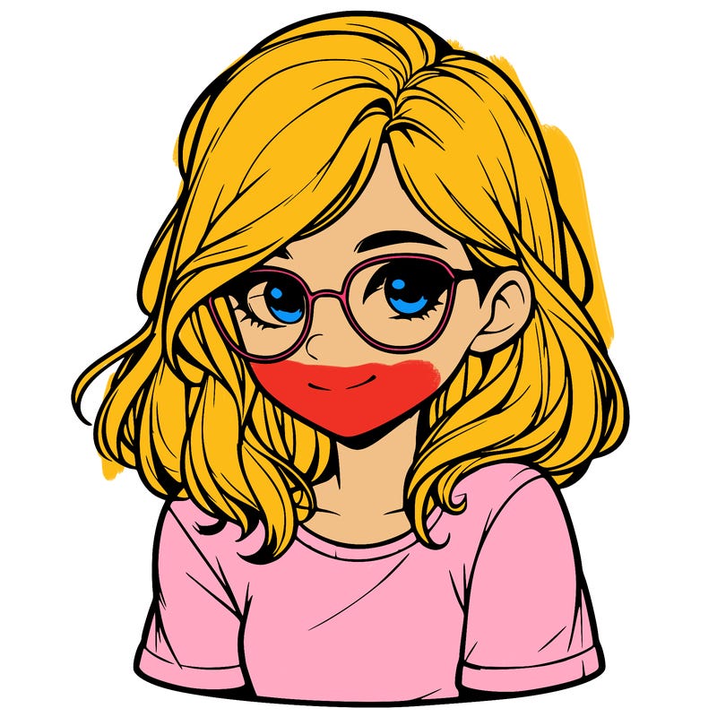 realistic girl with glasses