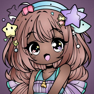 cute anime girl with star accessories