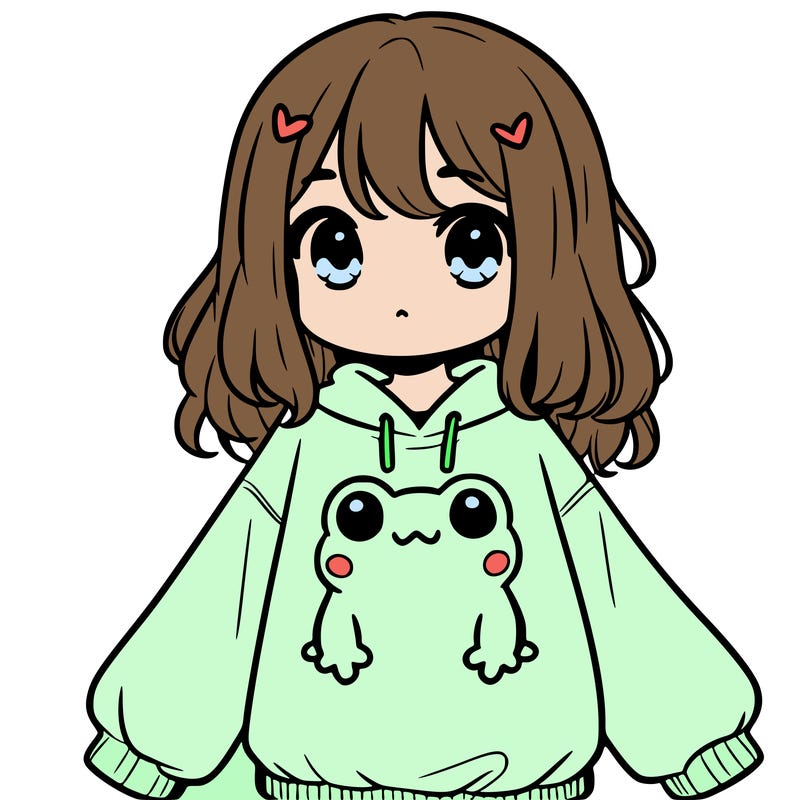 girl wearing frogging sweatshirt