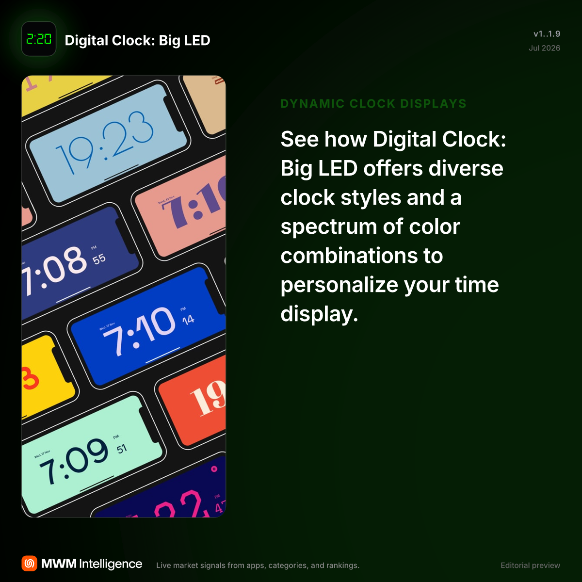 Digital Clock: Big LED - Utilities App | MWM