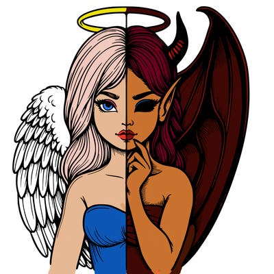 realistic angel half demon