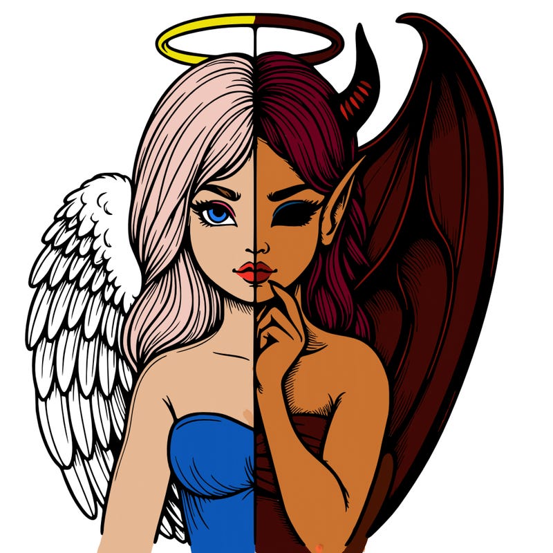 realistic angel half demon