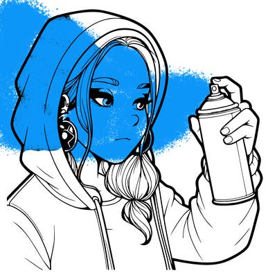 a realistic girl, spray painting