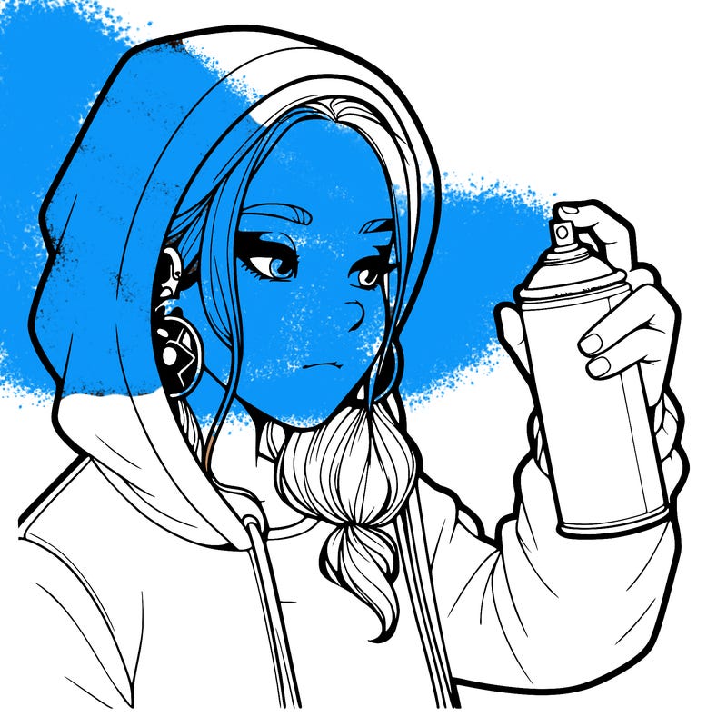 a realistic girl, spray painting