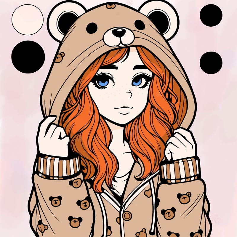 realistic girl in a animal pjs hoodie