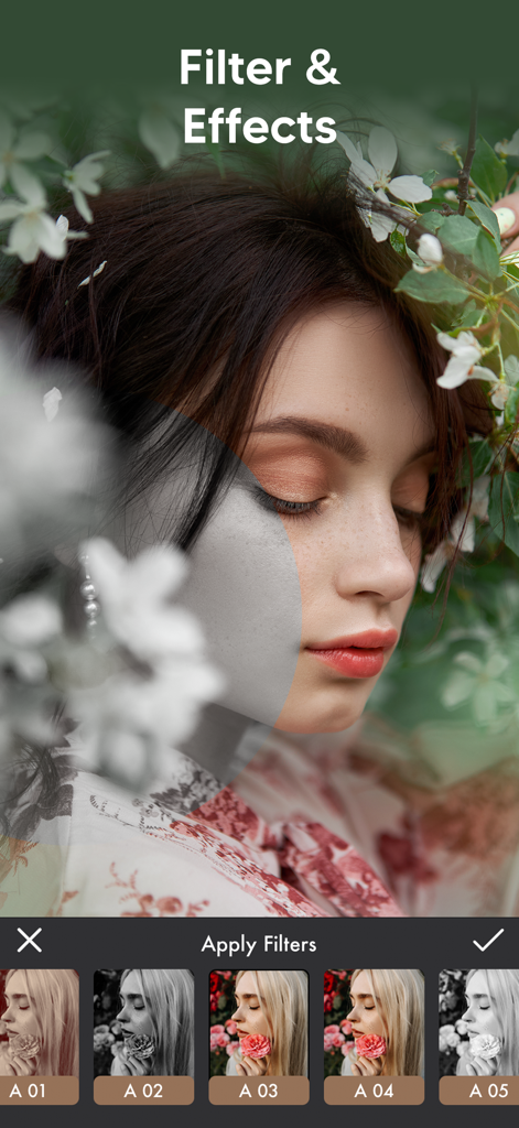 Photo Video Maker - With Song - User interface for applying artistic photo filters and effects in the Photo Video Maker app