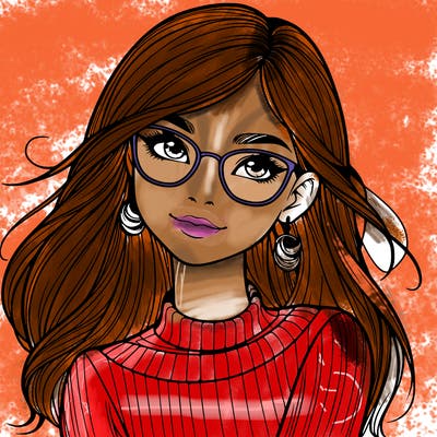 realistic girl with glasses
