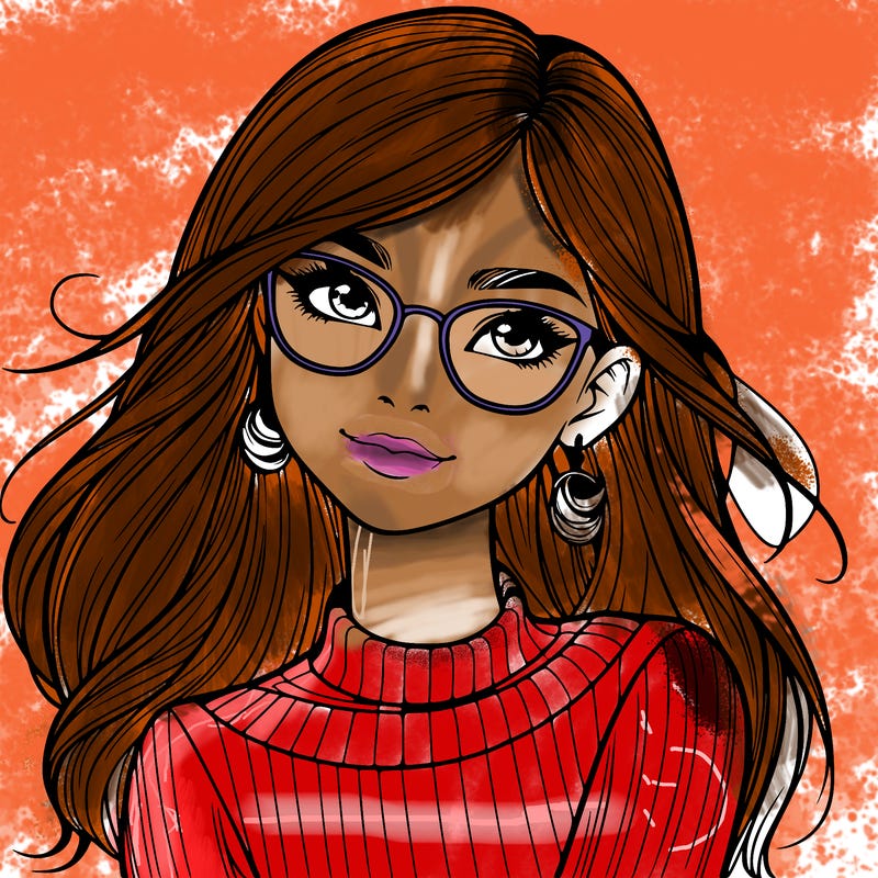 realistic girl with glasses