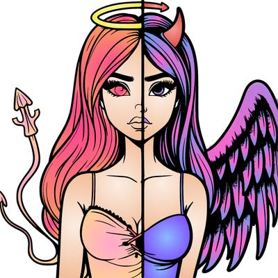 devil vs angel realistic girl