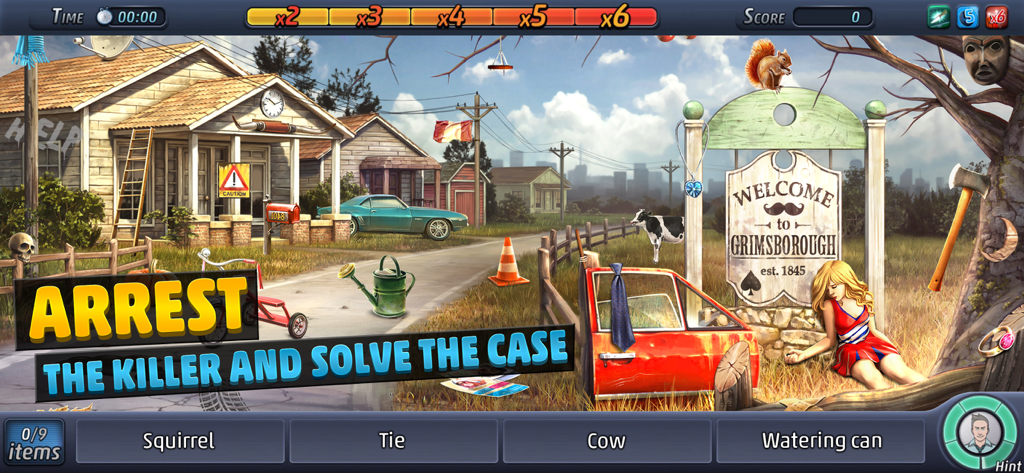 Criminal Case game screenshot showing a hidden object crime scene investigation
