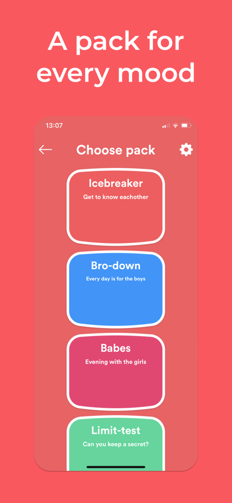 Blur – The Social Party Game - Blur app screen displaying various game packs like Icebreaker and Bro-down