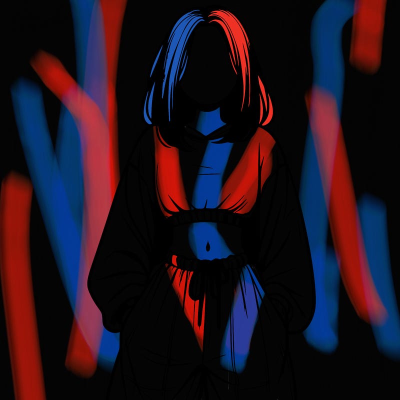 realistic girl faceless with baggy pants and a crop top