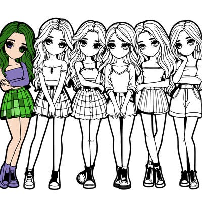 a group of girls realistic