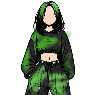 realistic girl faceless with baggy pants and a crop top