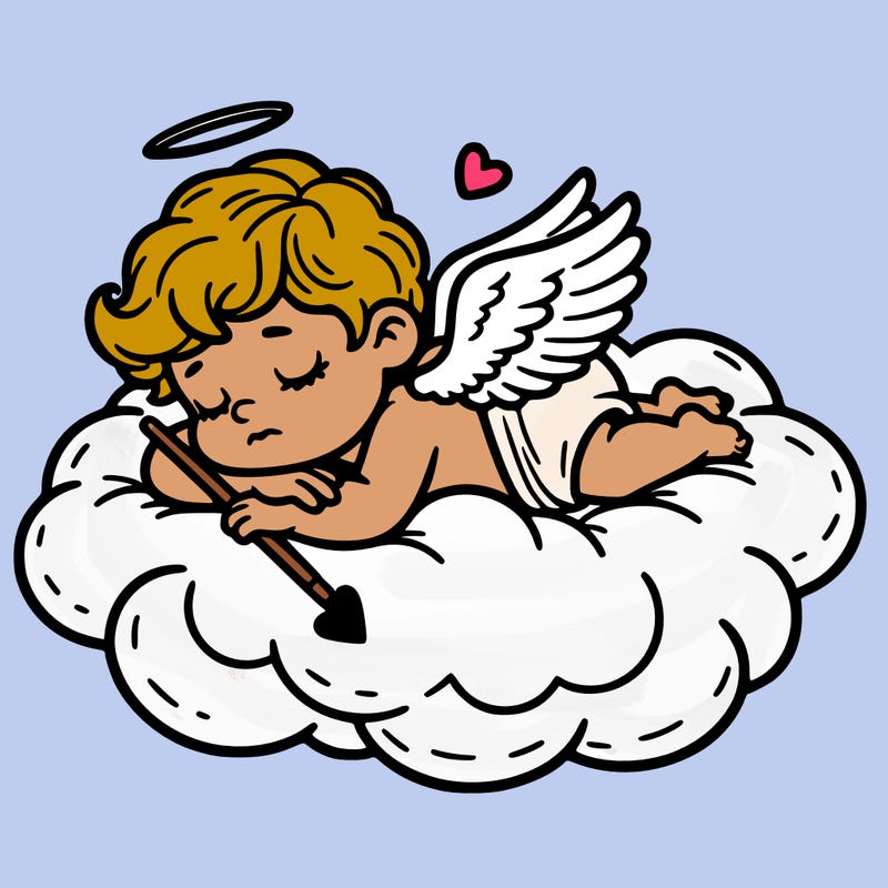 cupid asleep on a cloud