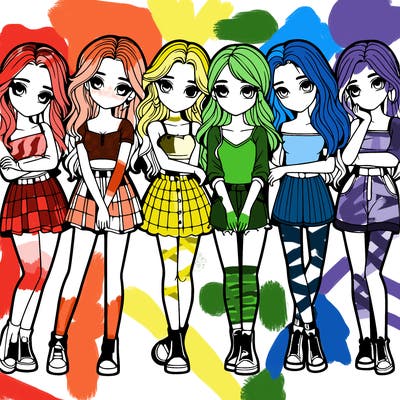 a group of girls realistic