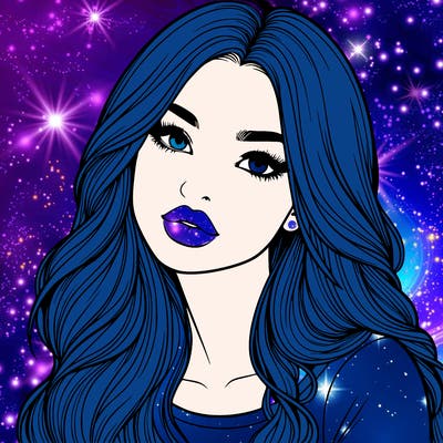 realistic girl with hair on her hair and lips