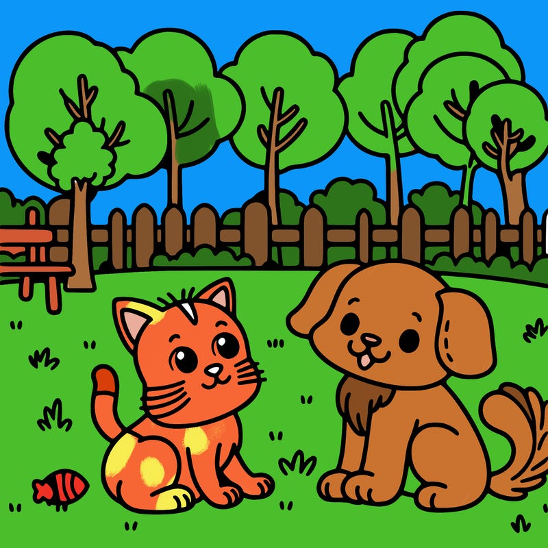 i want a dog and a cat playing together at a park