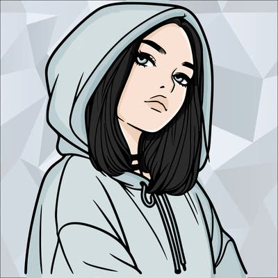 a realistic girl in a hoodie