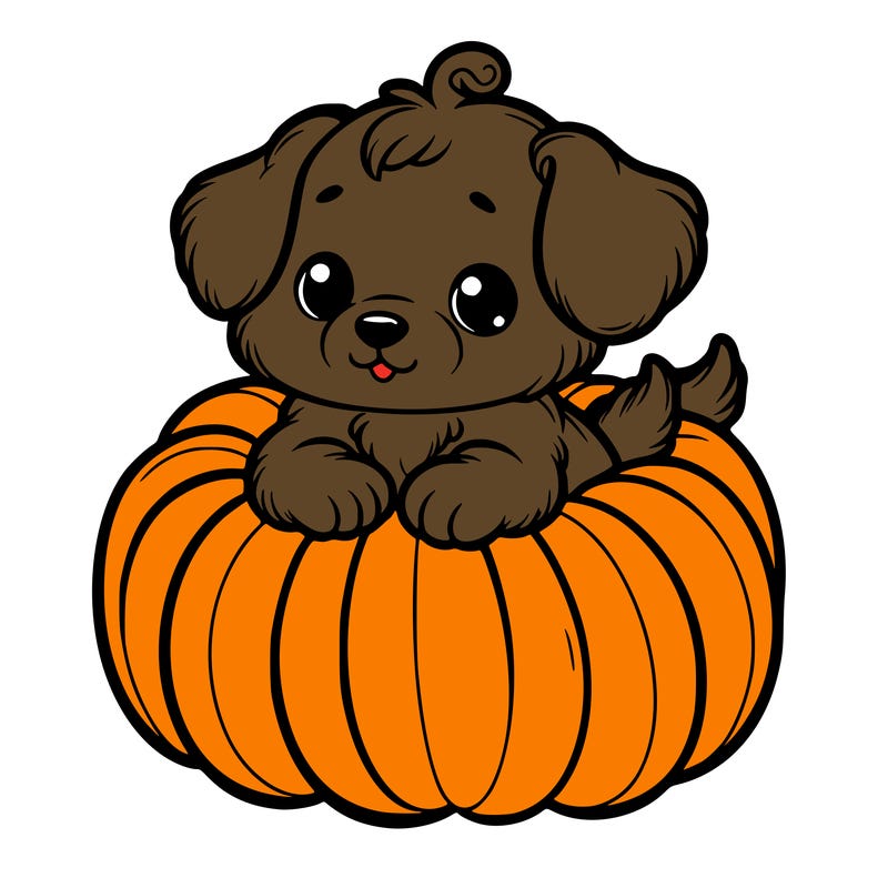 cute little puppy in a pumpkin