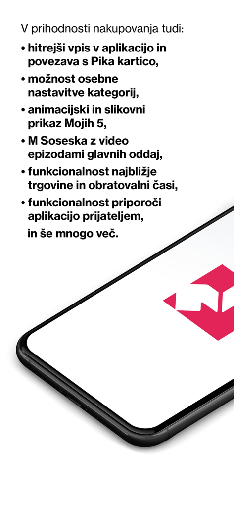 MOJ M - Liste der Funktionen für die MOJ M App, einschließlich Treuekartenintegration und Filialfinder