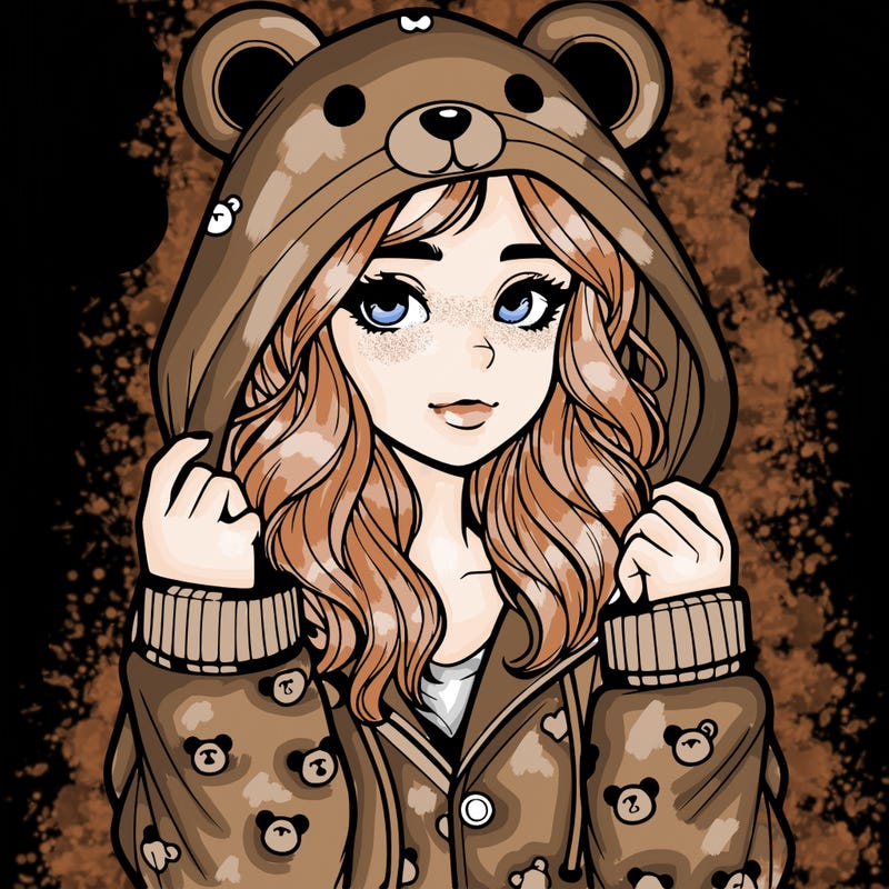 realistic girl in a animal pjs hoodie