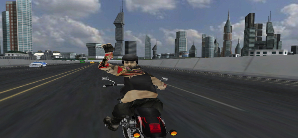 Extreme Biking 3D Racing Games - 3D biker celebrating while racing through a modern city landscape