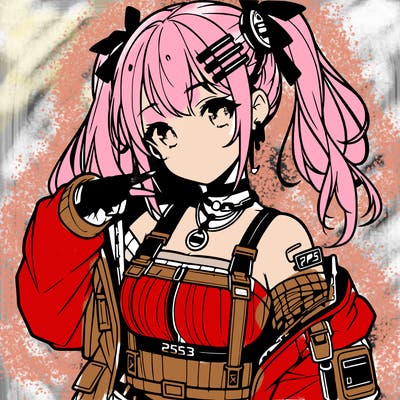 anime teen girl in cyberpunk outfit