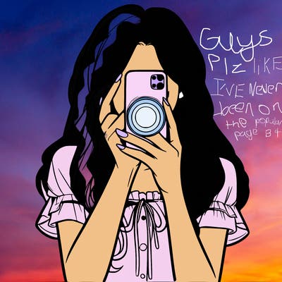 a realistic girl holding her phone taking pictures