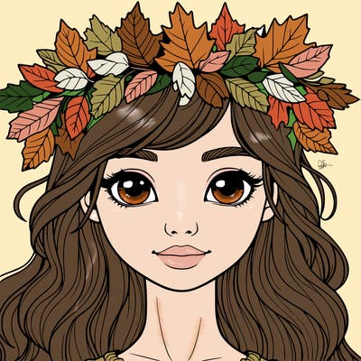 realistic girl with fall leaf crown