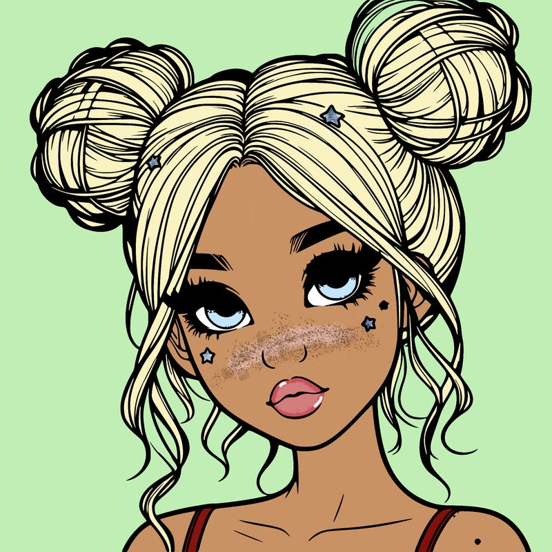 realistic girl with space buns