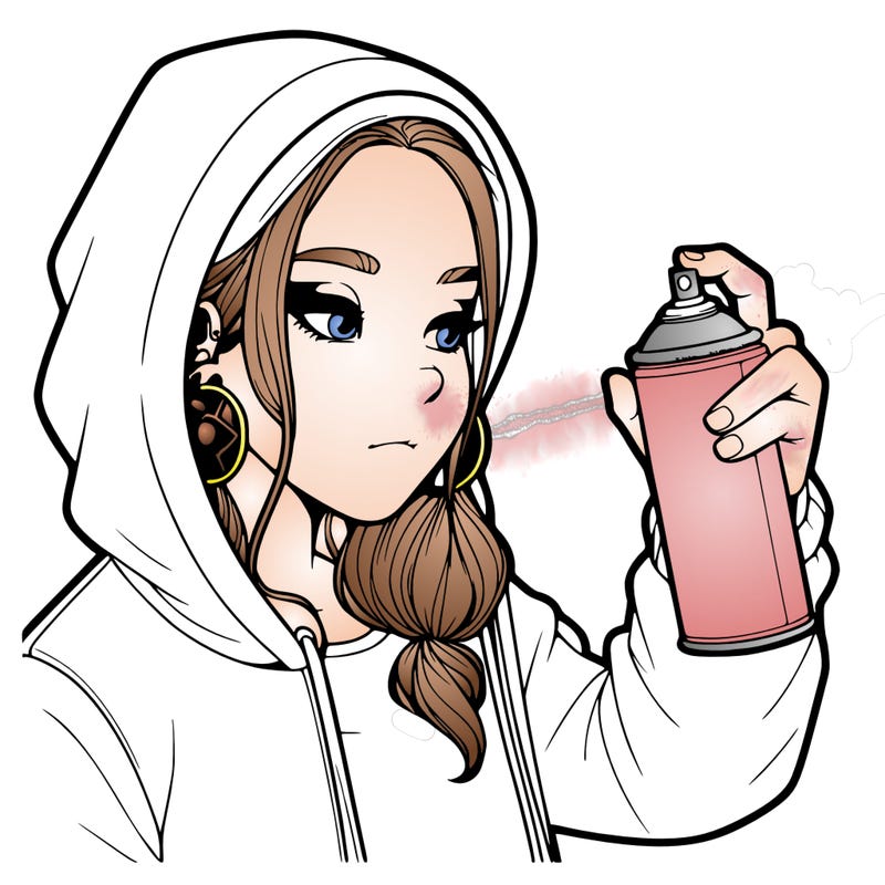 a realistic girl, spray painting