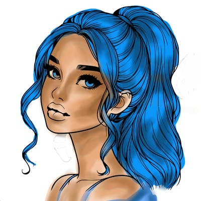 realistic girl with a ponytail on her hair and lips