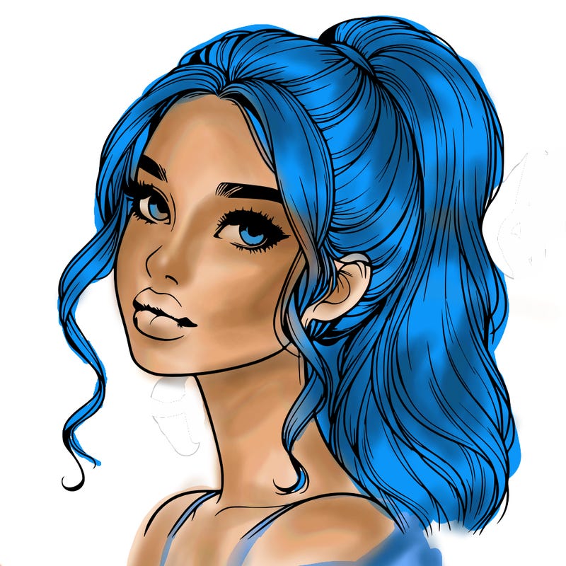 realistic girl with a ponytail on her hair and lips