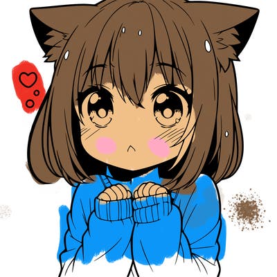 shy anime catgirl