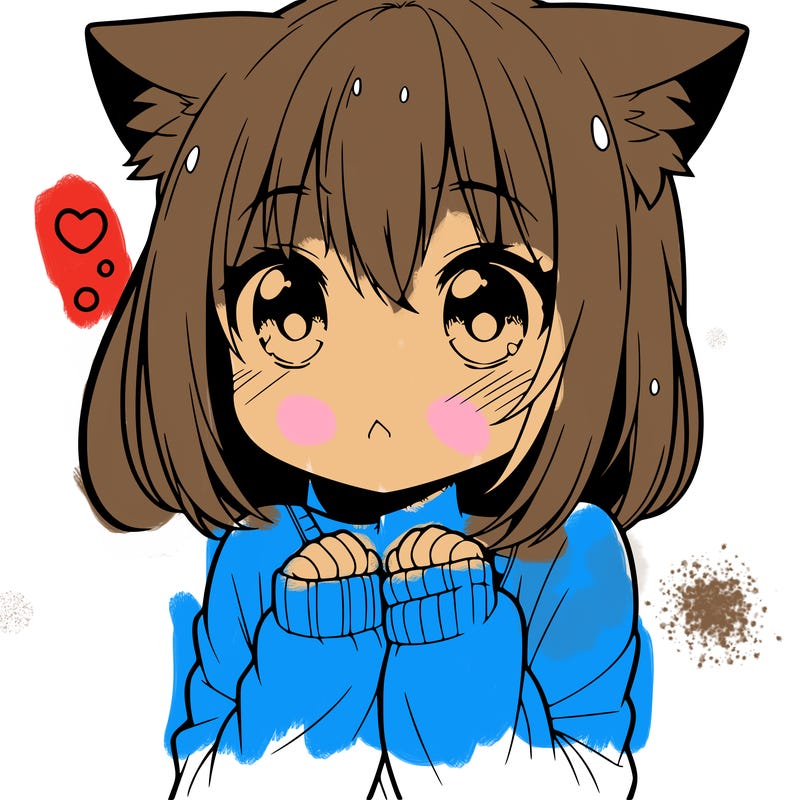 shy anime catgirl