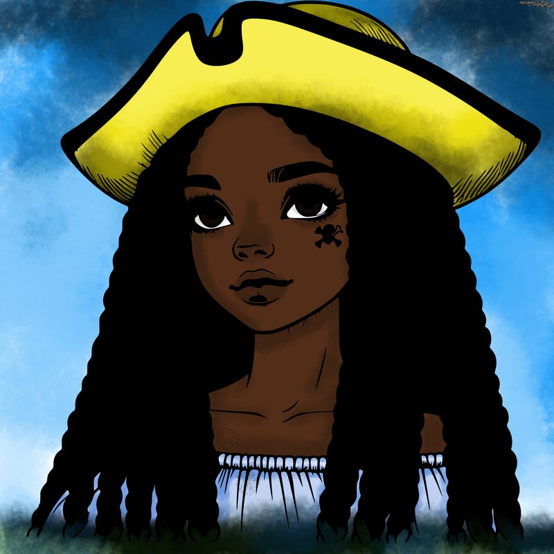 realistic girl with box braids and i realistic pirate hat