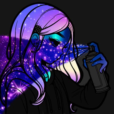 a realistic girl spray painting