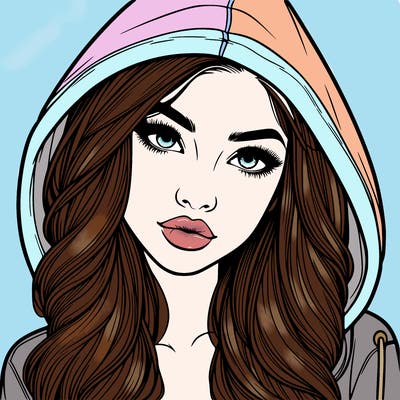 realistic beautiful girl with a hood on
